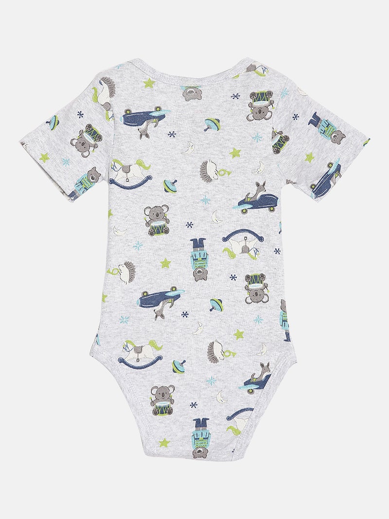 Broon Infant Boys Black and Grey Printed Organic Cotton Bodysuit Pack of 2 - Image 5
