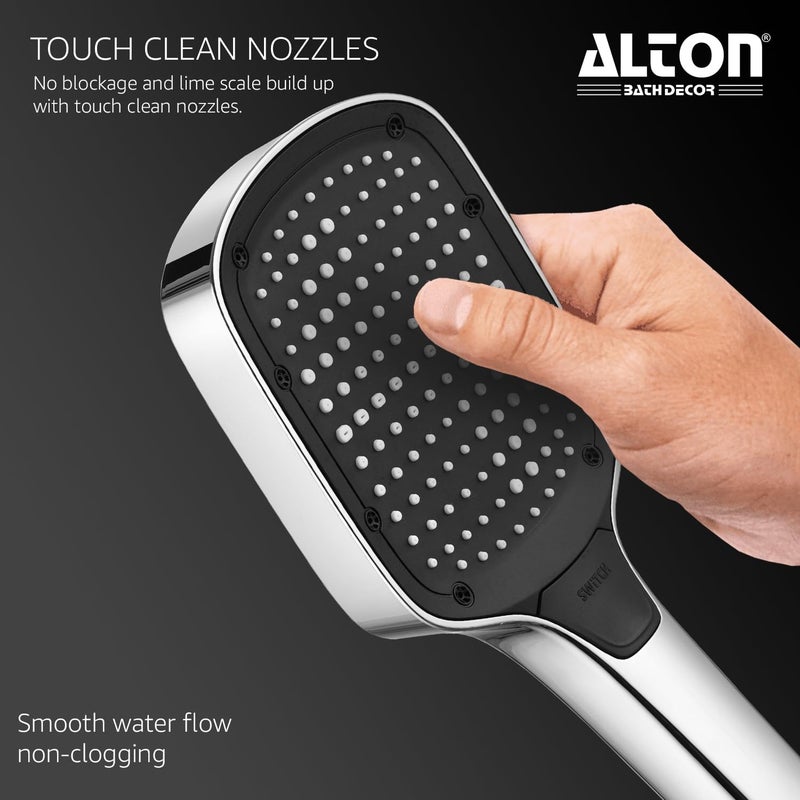 ALTON SHR22405 ABS3Function 5INCH Hand Shower With SS304 Grade 15 Mtr Flexible Hose Wall Hook Silver - Image 4