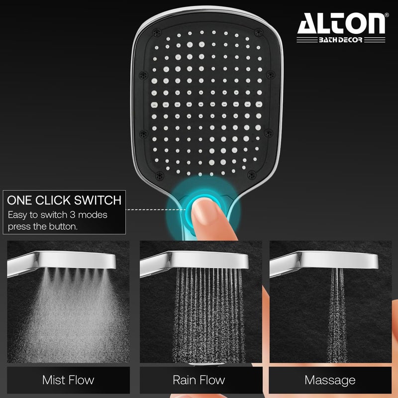 ALTON SHR22405 ABS3Function 5INCH Hand Shower With SS304 Grade 15 Mtr Flexible Hose Wall Hook Silver - Image 3