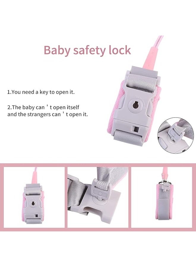 1.5m Toddler Leash, Kid Leash Anti Lost Wrist Link with Key Lock, Upgraded Baby Leash with Safety Wristband Rope for Babies Toddlers Child Kids (Pink) - Image 4