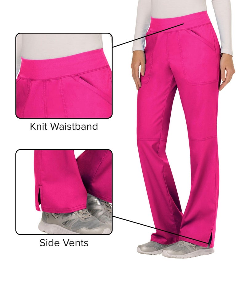 Cherokee Women Scrub Pant with Straight Leg Pull-on Pant Medical Bottom with 4 Pocket & 2-Way Stretch Fabric - WW110, M, Electric Pink - Image 3