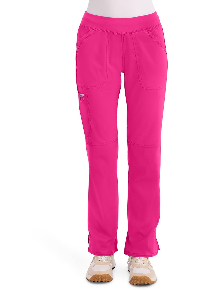 Cherokee Women Scrub Pant with Straight Leg Pull-on Pant Medical Bottom with 4 Pocket & 2-Way Stretch Fabric - WW110, M, Electric Pink - Image 1