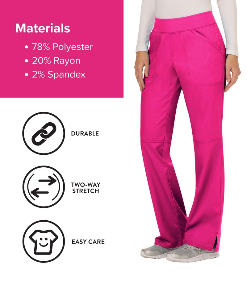 Cherokee Women Scrub Pant with Straight Leg Pull-on Pant Medical Bottom with 4 Pocket & 2-Way Stretch Fabric - WW110, M, Electric Pink - Image 5