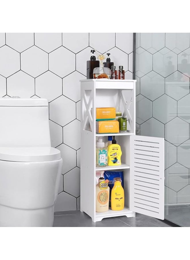 NOAEOU Waterproof Bathroom Cabinets,White Bathroom Storage Shelf Organizer Cupboard with Daily use Layer and 1 Cupboard Door  - Image 4