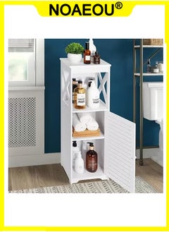 NOAEOU Waterproof Bathroom Cabinets,White Bathroom Storage Shelf Organizer Cupboard with Daily use Layer and 1 Cupboard Door  - Image 1