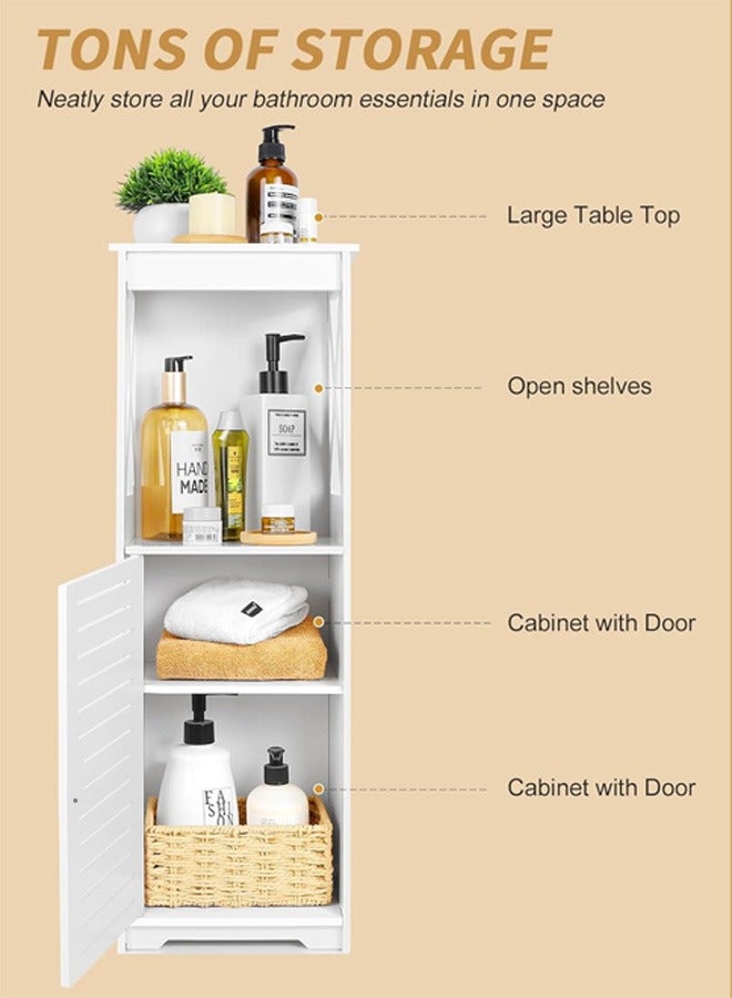 NOAEOU Waterproof Bathroom Cabinets,White Bathroom Storage Shelf Organizer Cupboard with Daily use Layer and 1 Cupboard Door - Image 2