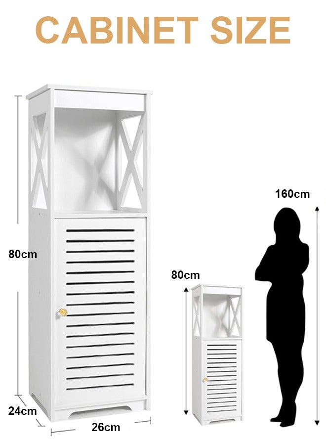 NOAEOU Waterproof Bathroom Cabinets,White Bathroom Storage Shelf Organizer Cupboard with Daily use Layer and 1 Cupboard Door - Image 4