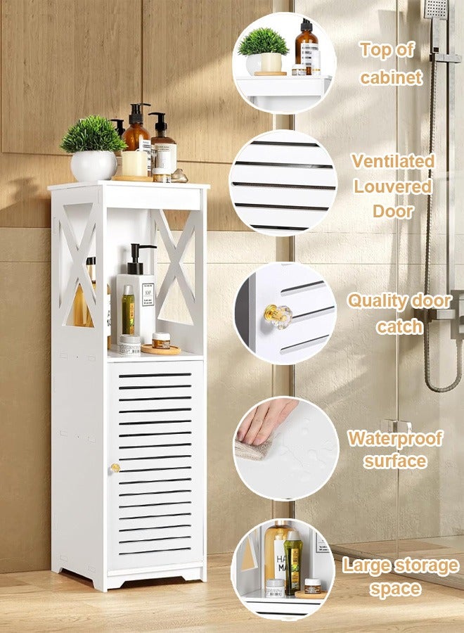 NOAEOU Waterproof Bathroom Cabinets,White Bathroom Storage Shelf Organizer Cupboard with Daily use Layer and 1 Cupboard Door - Image 5