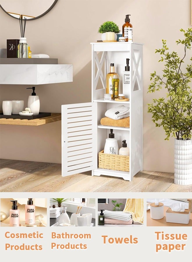 NOAEOU Waterproof Bathroom Cabinets,White Bathroom Storage Shelf Organizer Cupboard with Daily use Layer and 1 Cupboard Door - Image 3