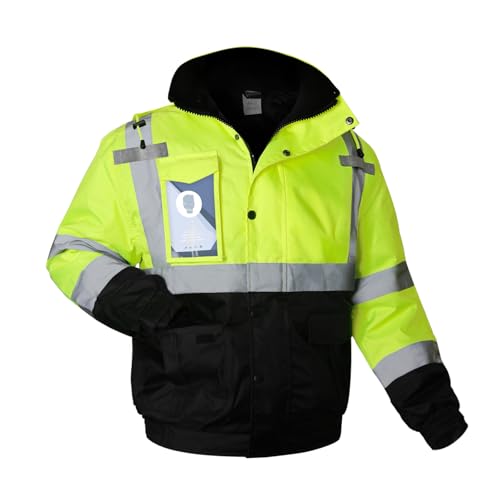 LIZMOF Hi Vis Jackets for Men, Safety Jackets for Men and Women with Pockets, Reflective Construction Work Coat, High Visibility Rain Gear, Waterproof, Yellow, XL - Image 1