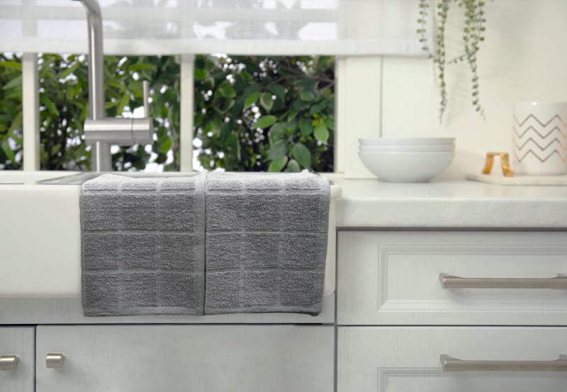 Mellow Buff 100% Cotton Terry Dish Cloth & Dish Towel, 6 Pack, Super Soft and Absorbent Kitchen Towels, Perfect for Kitchen Cleaning and Dish Washing (Grey 6 Pack) - Image 5