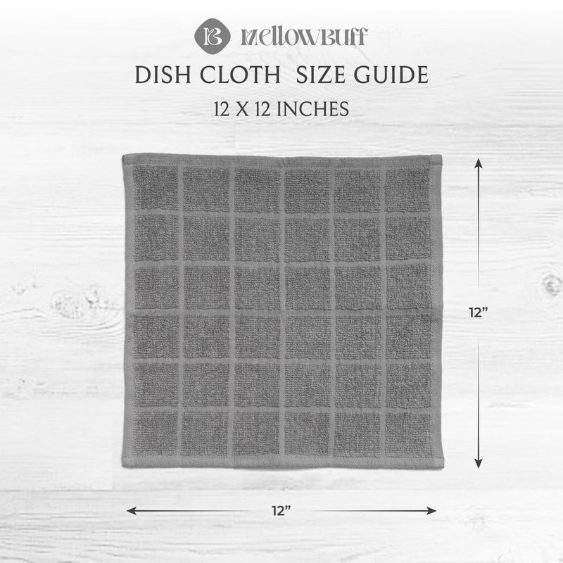 Mellow Buff 100% Cotton Terry Dish Cloth & Dish Towel, 6 Pack, Super Soft and Absorbent Kitchen Towels, Perfect for Kitchen Cleaning and Dish Washing (Grey 6 Pack) - Image 4