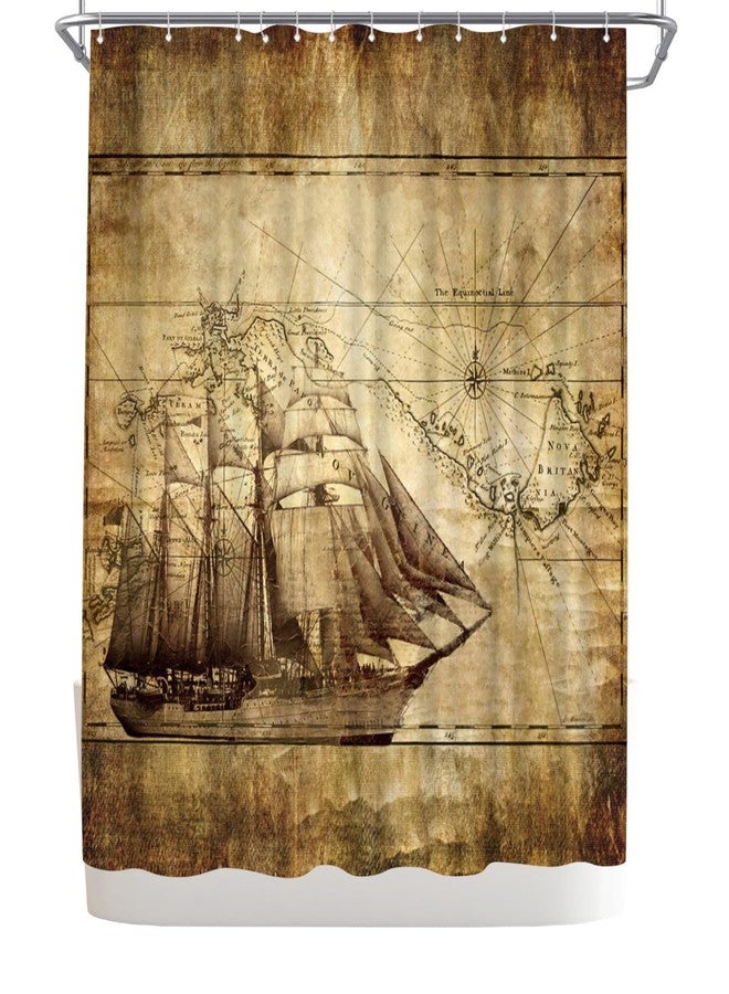 WELMECO Nautical Shower Curtain Ocean Theme Shower Curtain Men Bathroom Decor Polyester Fabric, 72x72inch - Image 5