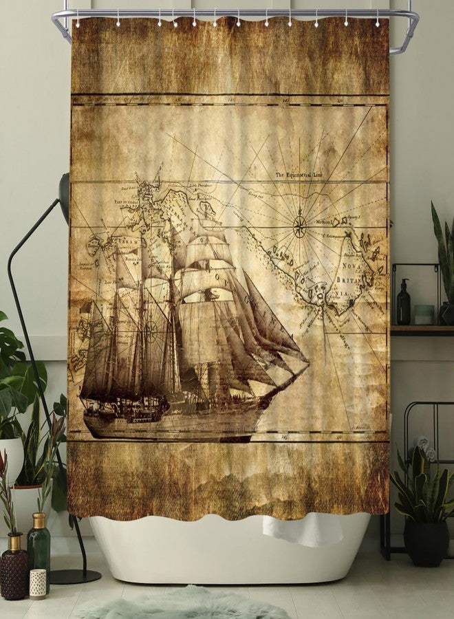 WELMECO Nautical Shower Curtain Ocean Theme Shower Curtain Men Bathroom Decor Polyester Fabric, 72x72inch - Image 3