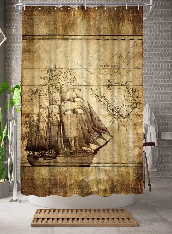 WELMECO Nautical Shower Curtain Ocean Theme Shower Curtain Men Bathroom Decor Polyester Fabric, 72x72inch - Image 2