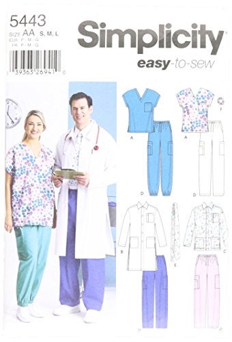 Simplicity Easy To Sew Men and Women's Scrubs and Doctor's Outfit Costume Sewing Pattern, Sizes S-L - Image 2