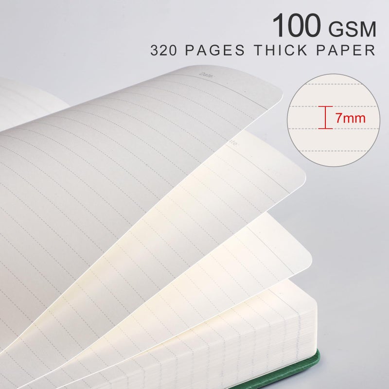 Emshoi Lined Journal Notebook  320 Numbered Pages  A5 College Ruled Notebook  With 100 Gsm Thick Paper  Hardcover Leather  Contents  Stickers  Inner Pocket  Pen Holder  5.75 X 8.38-Dark Green - Image 3