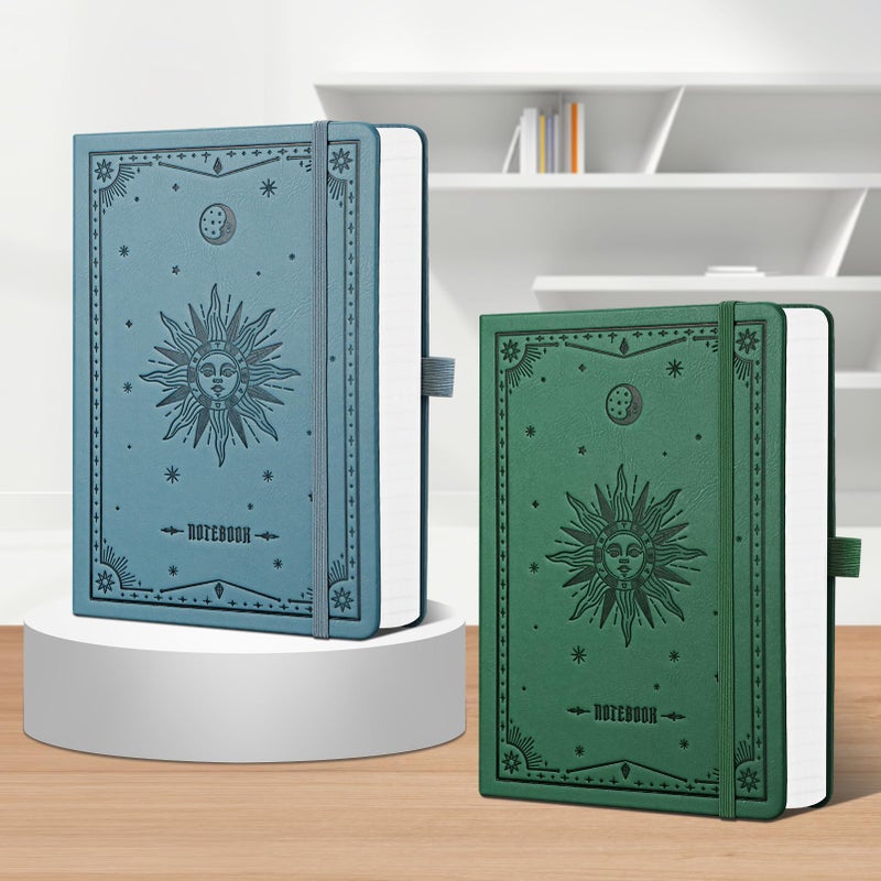 Emshoi Lined Journal Notebook  320 Numbered Pages  A5 College Ruled Notebook  With 100 Gsm Thick Paper  Hardcover Leather  Contents  Stickers  Inner Pocket  Pen Holder  5.75 X 8.38-Dark Green - Image 5