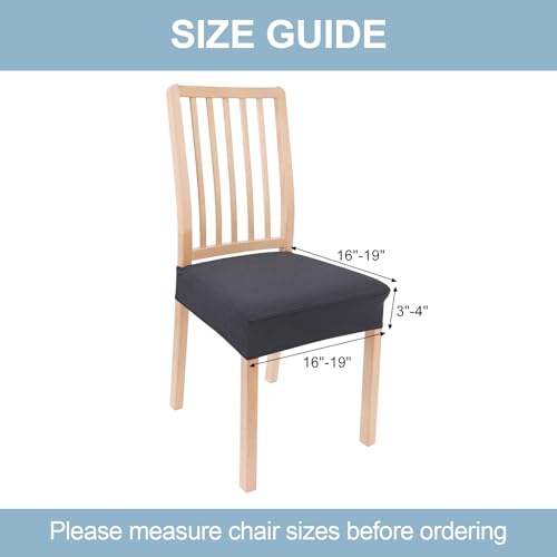 Smiry Stretch Jacquard Seat Covers for Dining Room Chairs Set of 4, Removable Washable Chair Seat Protector Slipcovers, No Rear Covers, Dark Grey - Image 5