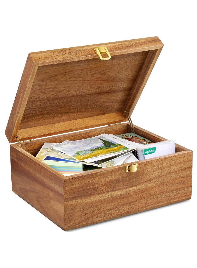 Acacia Wood Small Memory Box with Hinged Lid for Crafts and Photos - Image 1