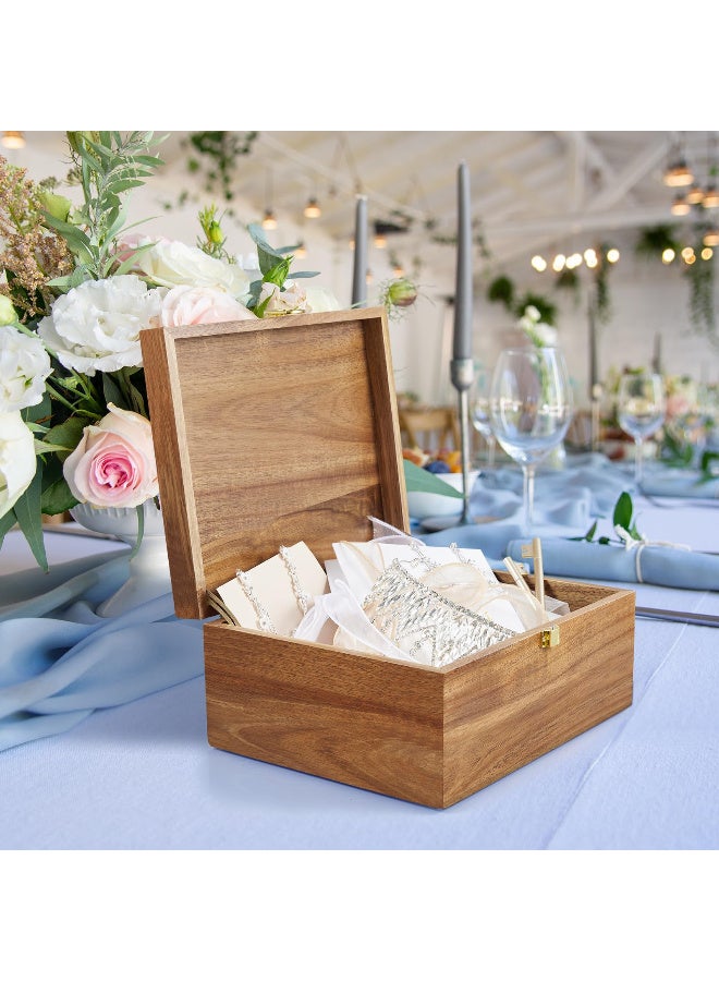 Acacia Wood Small Memory Box with Hinged Lid for Crafts and Photos - Image 4