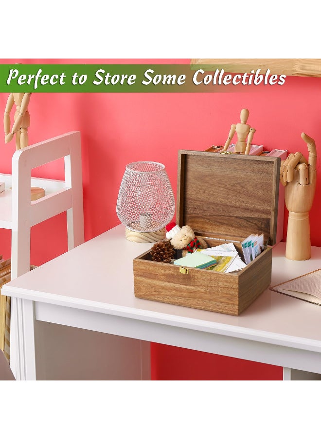 Acacia Wood Small Memory Box with Hinged Lid for Crafts and Photos - Image 2