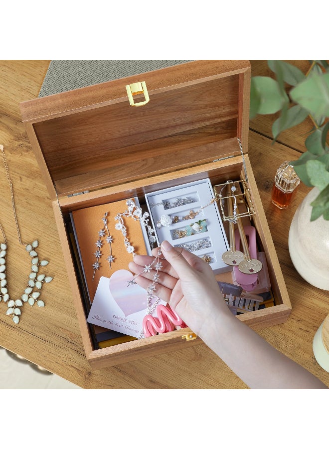 Acacia Wood Small Memory Box with Hinged Lid for Crafts and Photos - Image 5