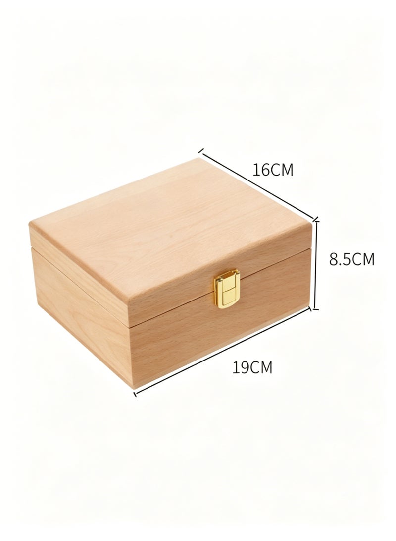 Acacia Wood Small Memory Box with Hinged Lid for Crafts and Photos - Image 3