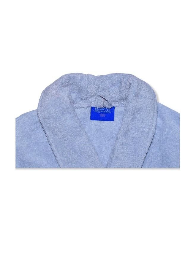 بانوتيكس روب حمام من القطن الناعم مزود بجيب وحزام خصرمميز بتصميم انيق لون سماوي مقاس 4XL سريع الامتصاص - Image 4