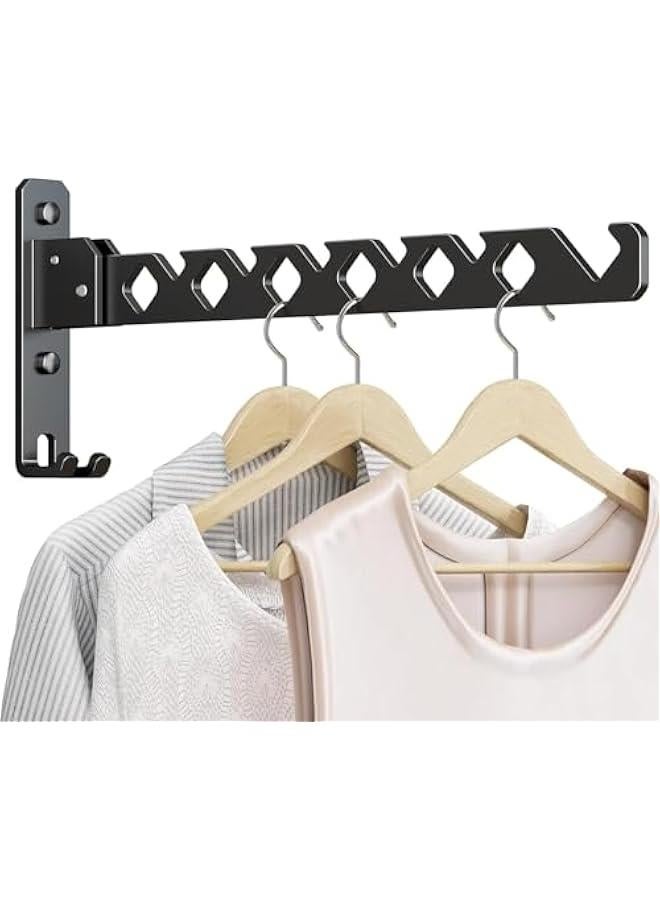 هوكور رف تجفيف ملابس قابل للطي يثبت على الحائط لغرفة الغسيل، رف ملابس داخلي معدني قابل للطي، اسود - Image 1