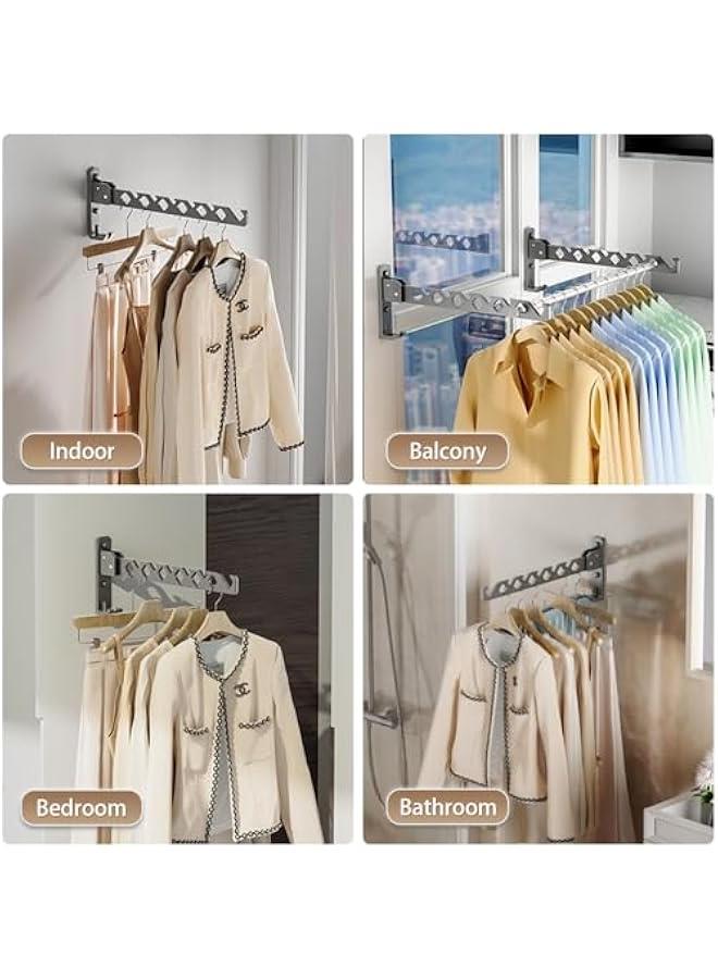 هوكور رف تجفيف ملابس قابل للطي يثبت على الحائط لغرفة الغسيل، رف ملابس داخلي معدني قابل للطي، اسود - Image 2