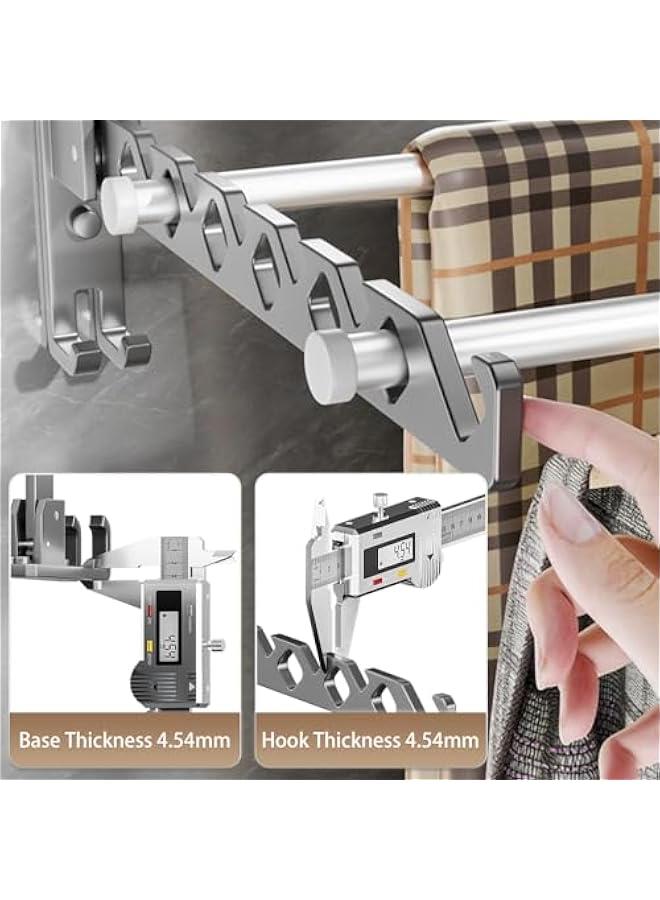 هوكور رف تجفيف ملابس قابل للطي يثبت على الحائط لغرفة الغسيل، رف ملابس داخلي معدني قابل للطي، اسود - Image 3