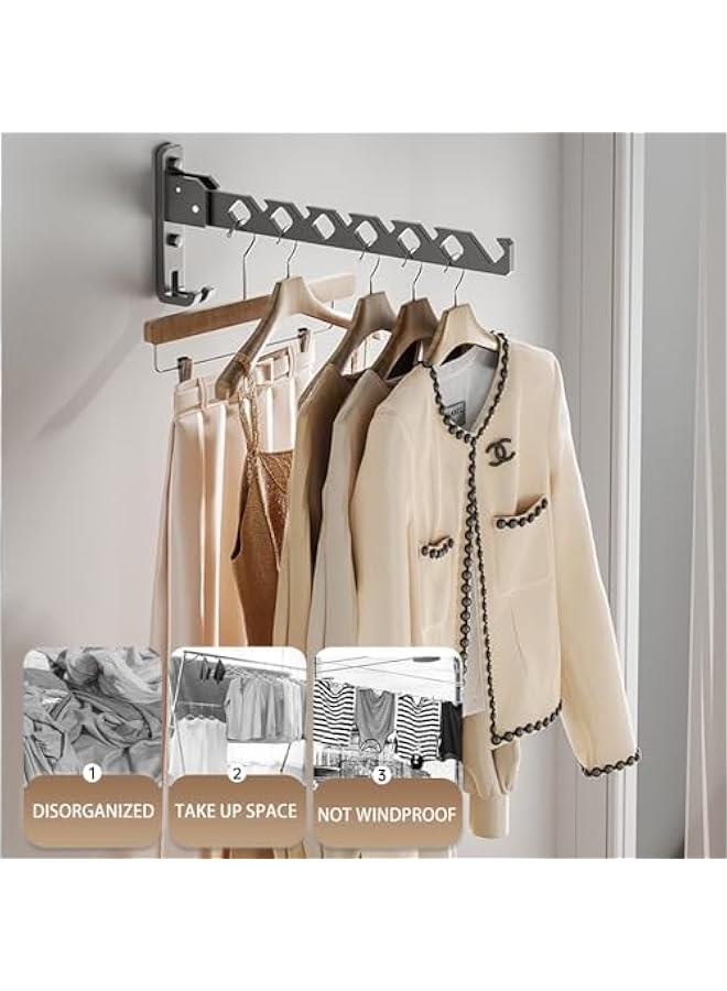 هوكور رف تجفيف ملابس قابل للطي يثبت على الحائط لغرفة الغسيل، رف ملابس داخلي معدني قابل للطي، اسود - Image 4