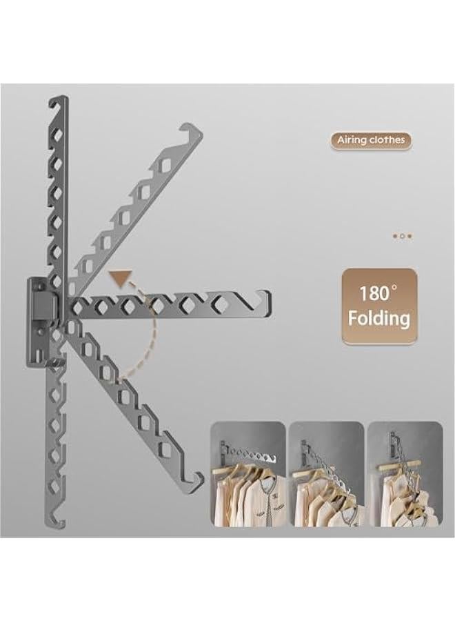 هوكور رف تجفيف ملابس قابل للطي يثبت على الحائط لغرفة الغسيل، رف ملابس داخلي معدني قابل للطي، اسود - Image 5