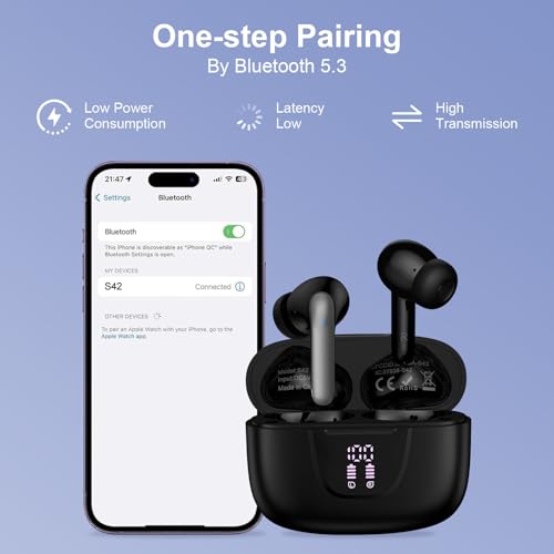 iHoto Samsung Earbuds Wireless Bluetooth Ear Buds for Galaxy A17 A16 5G Z Fold7 Z Flip7 FE A36 A56 A26 S25 Ultra, Waterproof Headphones in-Ear Earphones with Mic 48H Earpods with LED Display Charging Case - Image 5