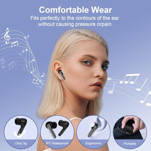 iHoto Samsung Earbuds Wireless Bluetooth Ear Buds for Galaxy A17 A16 5G Z Fold7 Z Flip7 FE A36 A56 A26 S25 Ultra, Waterproof Headphones in-Ear Earphones with Mic 48H Earpods with LED Display Charging Case - Image 4