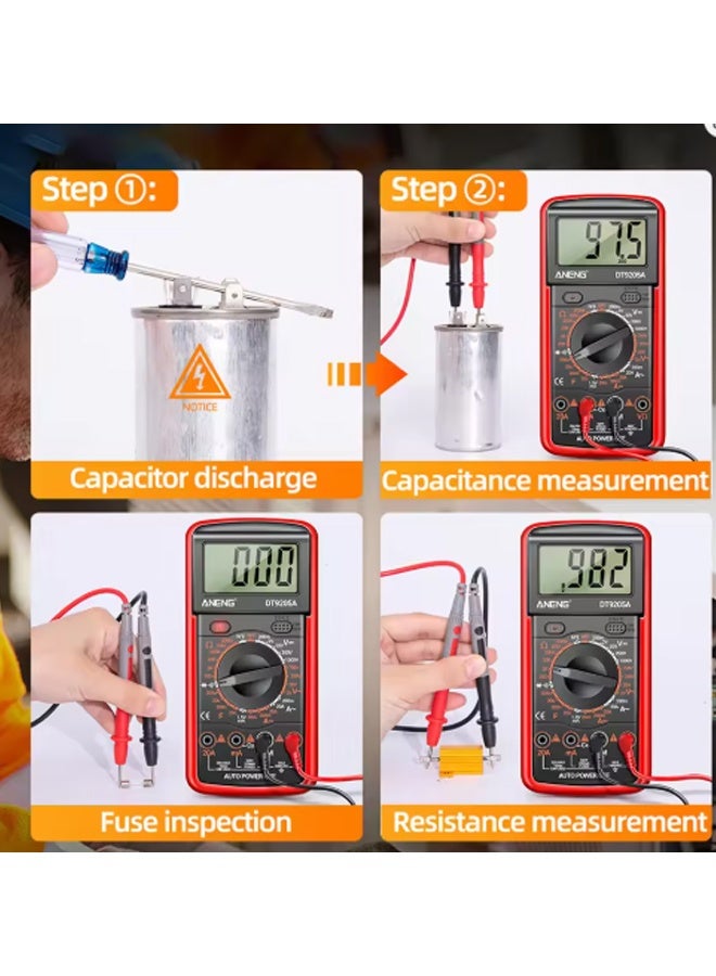 EHOME Multimeter,AC/DC Digital Display Multimeter High Accuracy Buzzing Overload Protection Voltmeter Ammeter(red and black) - Image 4