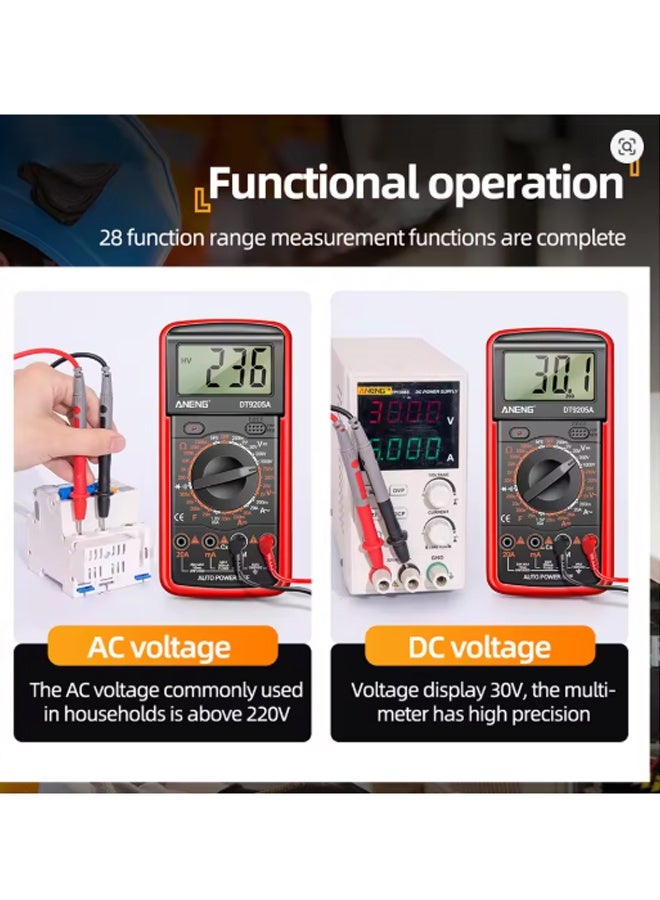 EHOME Multimeter,AC/DC Digital Display Multimeter High Accuracy Buzzing Overload Protection Voltmeter Ammeter(red and black) - Image 5
