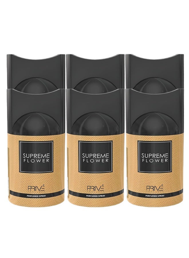 PRIVE 6 Pieces Supreme Flower Perfumed Deodorant Spray 250ml - Image 1