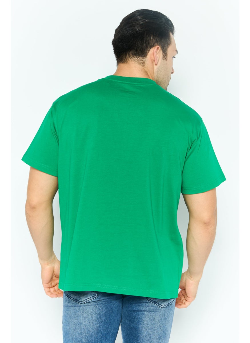 ESPRIT - Men Crew Neck Short Sleeve Brand Logo T Shirt, Green - Image 1