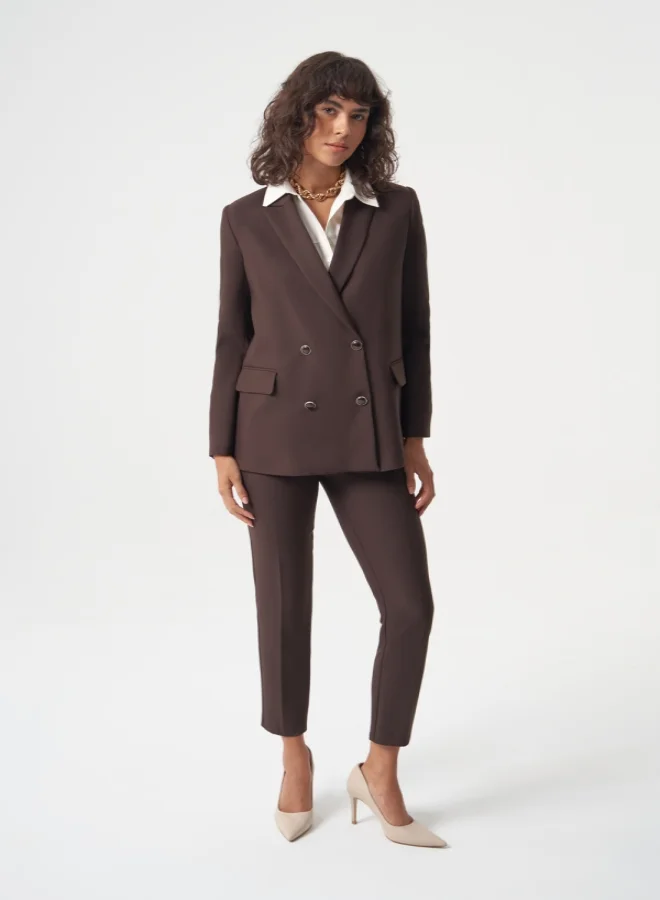 MIZALLE MIZALLE WOVEN DOUBLE-BREASTED JACKET