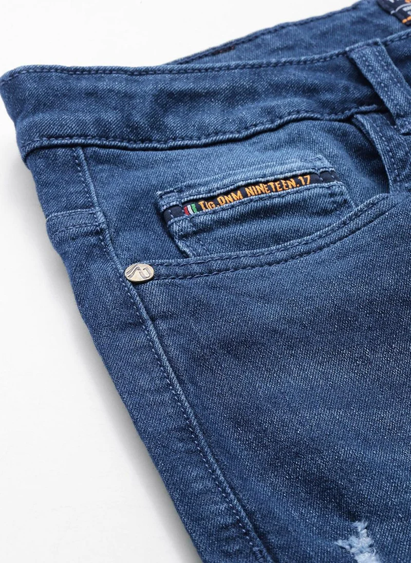 The Indian Garage Co  Men Slim Fit Solid Mid-Rise Stretchable Jeans for Men | Best Price UAE