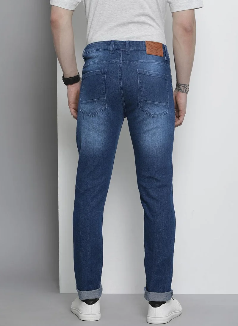 The Indian Garage Co  Men Slim Fit Solid Mid-Rise Stretchable Jeans for Men | Best Price UAE