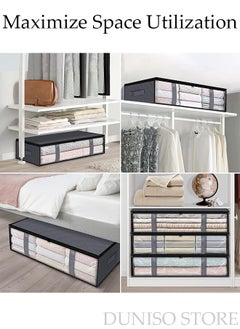 DUNISO 3 Pieces Foldable Fabric Closet Storage Organizer Foldable Closet Drawer Storage Box With Clear Window Home Wear-resistant Storage Box Fabric Cubby Storage Basket Cube Storage Bin for Clothes  - Image 2