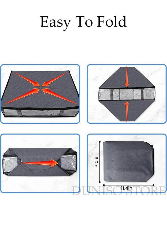 DUNISO - 3 Pieces Foldable Fabric Closet Storage Organizer Foldable Closet Drawer Storage Box With Clear Window Home Wear-resistant Storage Box Fabric Cubby Storage Basket Cube Storage Bin for Clothes - Image 1