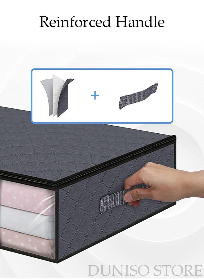 DUNISO - 3 Pieces Foldable Fabric Closet Storage Organizer Foldable Closet Drawer Storage Box With Clear Window Home Wear-resistant Storage Box Fabric Cubby Storage Basket Cube Storage Bin for Clothes - Image 1