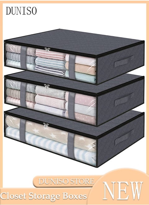 3 Pieces Foldable Fabric Closet Storage Organizer Foldable Closet Drawer Storage Box With Clear Window Home Wear-resistant Storage Box Fabric Cubby Storage Basket Cube Storage Bin for Clothes