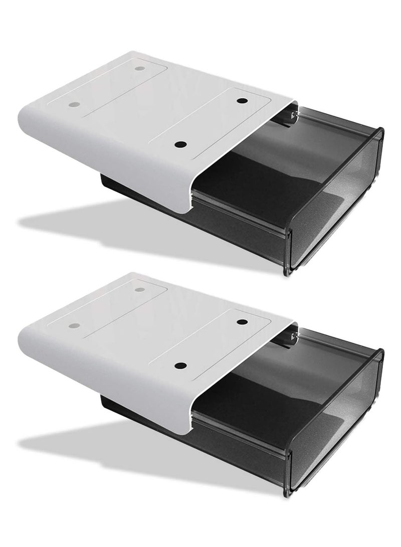 Loquat 2 Pack Self-Adhesive Under Desk Drawer Organizers, Hidden Slide-Out Storage, for Office/Home, Stick-On Mount - Image 1