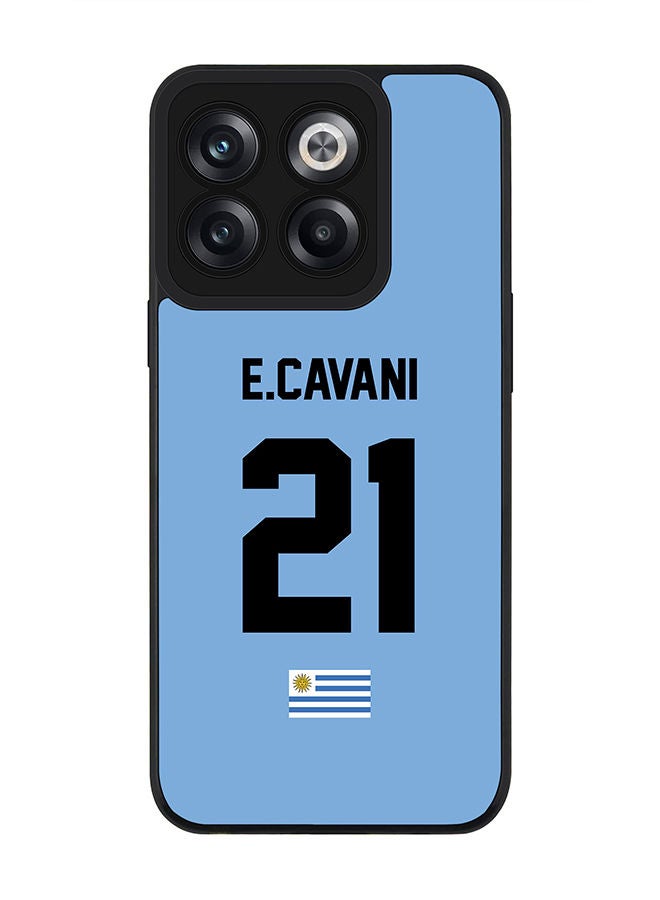 Stylizedd Rugged Black edge case for OnePlus 10T Slim fit Soft Case Flexible Rubber Edges Anti Drop TPU Gel Thin Cover - Football Team - Uruguay Player Name - E.Cavani - Image 1