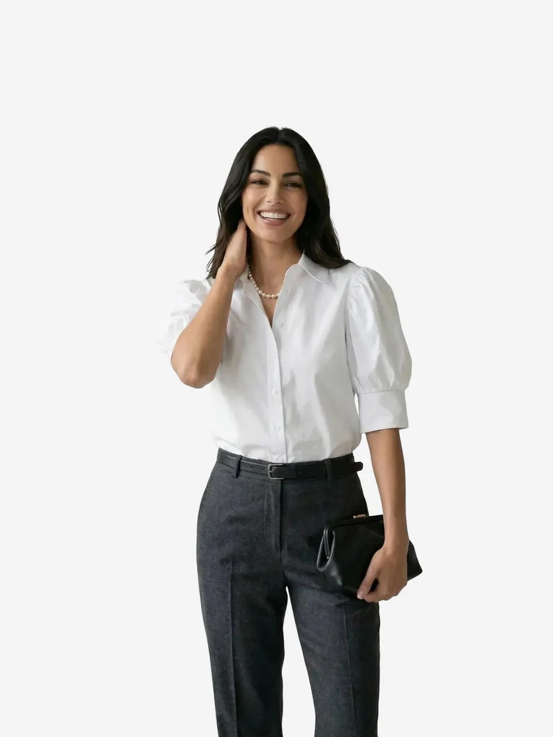 MY FASHION MY FASHION Buttoned Poplin Shirt with Shirt Collar